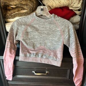 Gray and Pink Athletic Long Sleeve Top